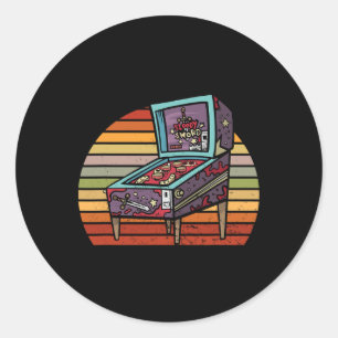 Pegatina Redonda Máquina de Arcade Retro Pinll Pinll Wizard Pinll W