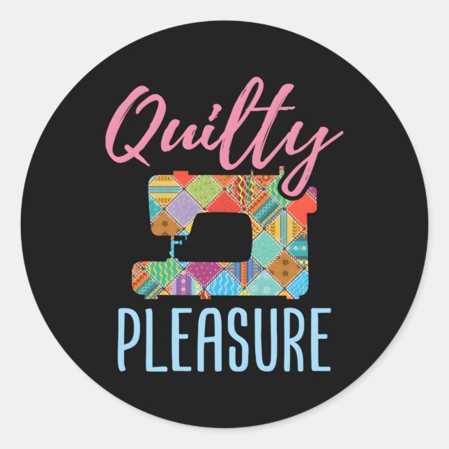 Pegatina Redonda Máquina de coser de quilteros con temática temátic (Anverso)