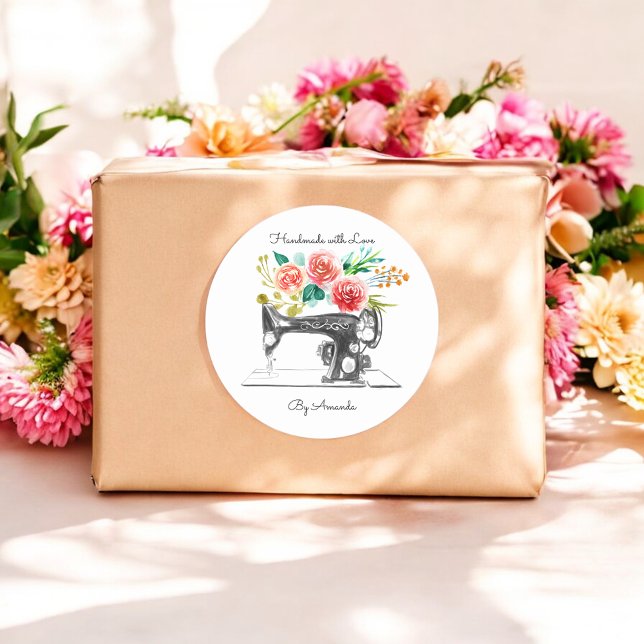 Pegatina Redonda Máquina de coser negro sastre blanco Boutique (Subido por el creador)