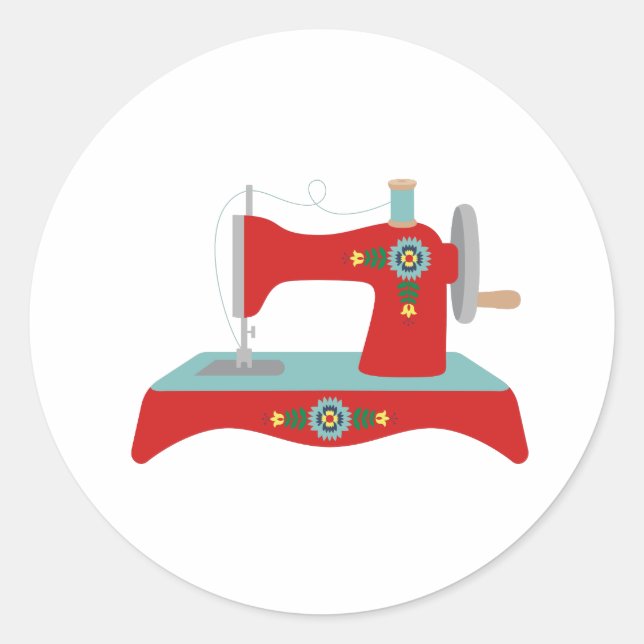 Pegatina Redonda Máquina de coser vintage (Anverso)