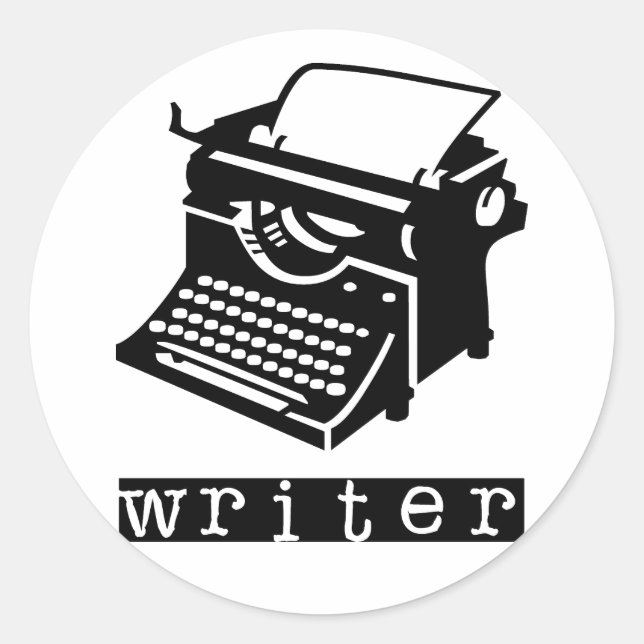 Pegatina Redonda Máquina de escribir (Anverso)