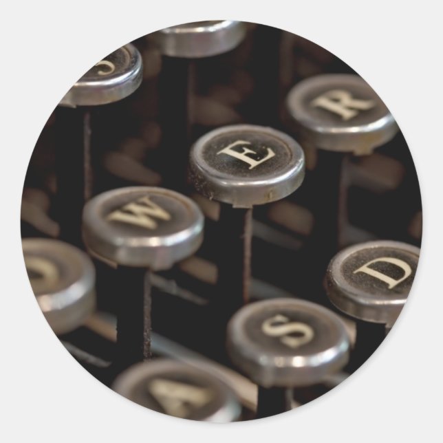 Pegatina Redonda Máquina de escribir (Anverso)