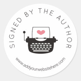 Pegatina Redonda Máquina de escribir firmada por el autor