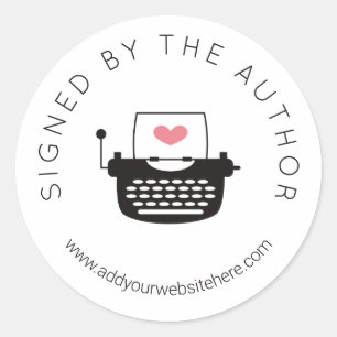 Pegatina Redonda Máquina de escribir firmada por el autor
