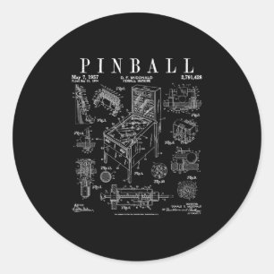 Pegatina Redonda Máquina de juegos Pinll Arcade Gamer vintage Paten