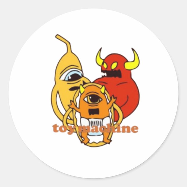 Pegatina Redonda Máquina de juguete (Anverso)