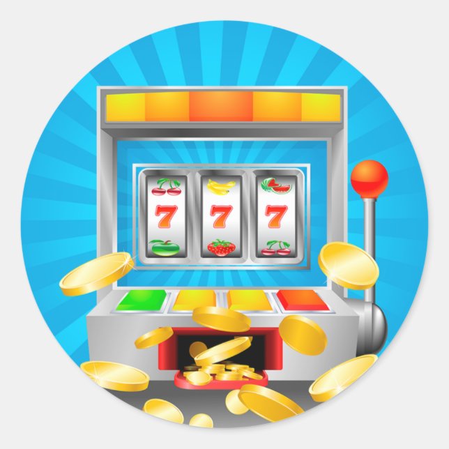 Pegatina Redonda Máquina de ranura (Anverso)