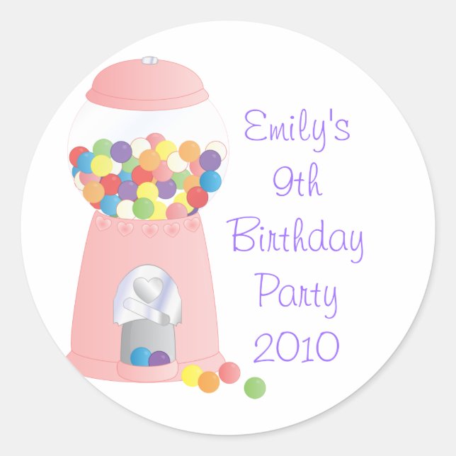 Pegatina Redonda Máquina Gumball rosa (Anverso)