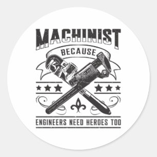 Pegatina Redonda Máquina maquinista CNC Trabajo regalo gracioso