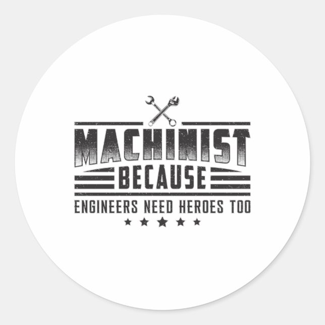 Pegatina Redonda Máquina mecanógrafa CNC Machinist Funny Gift Idea (Anverso)
