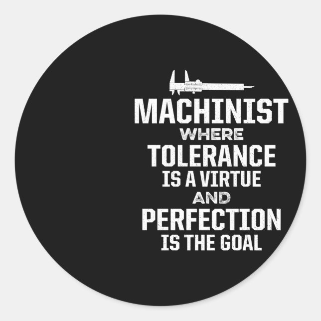 Pegatina Redonda Máquina Operadora Máquina Herramientas Máquina Ent (Anverso)