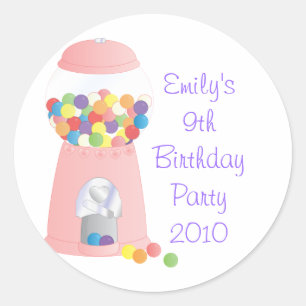 Pegatina Redonda Máquina rosada de Gumball