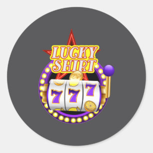 Pegatina Redonda Máquina Tragaperras Divertida de Casino Jackt Luck