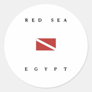 Pegatina Redonda Mar Rojo Egipto Bandera de buceo Scuba