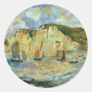 Pegatina Redonda Mar y Acantilados de Pierre Renoir, Arte Antiguo F