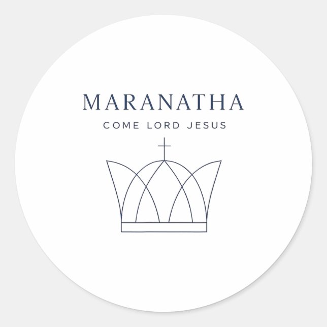 Pegatina Redonda Maranatha Christian Modern Minimalist  (Anverso)