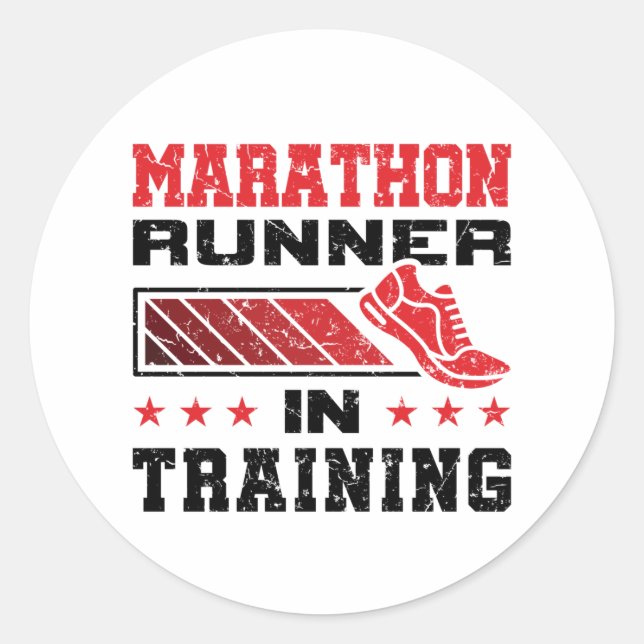 Pegatina Redonda Marathon Runner En Formación (Anverso)