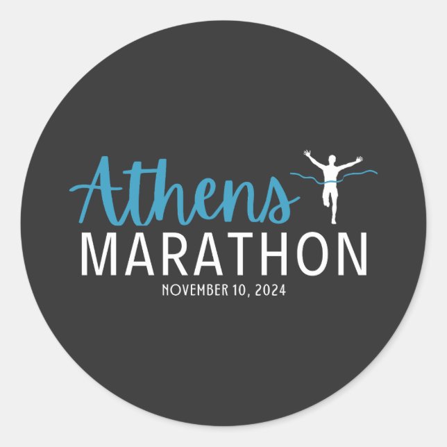 Pegatina Redonda Maratón de Atenas 2024 (Anverso)