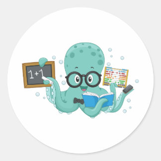 Pegatina Redonda Maravillas de ocho brazos: Colección Octo-Stick