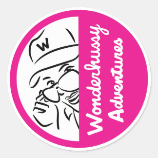 Pegatina Redonda Maravillosas aventuras rosadas y blancas
