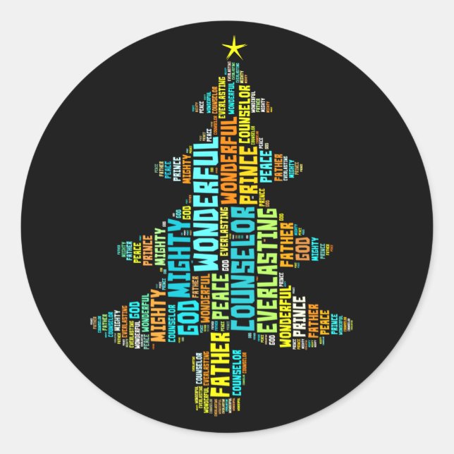 Pegatina Redonda Maravilloso consejero poderoso Dios Príncipe de la (Anverso)
