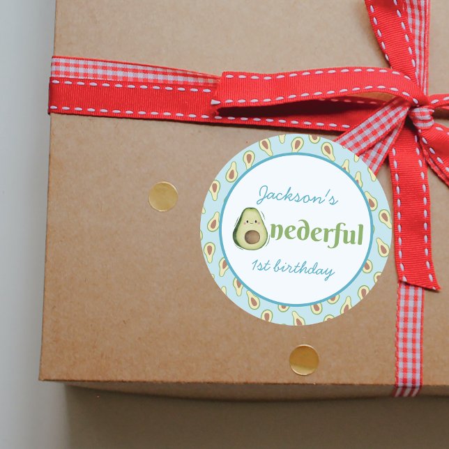 Pegatina Redonda Maravilloso Fiesta de aguacates de primer cumpleañ (Onederful Avocado 1st Birthday Party Photo Classic Round Sticker)