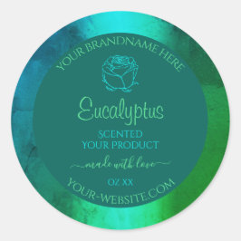 Pegatina Redonda Maravilloso patrón verde Verde azulado Etiquetas d