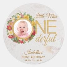 Maravilloso primer cumpleaños foto Rosa floral Wre