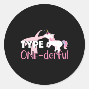 Pegatina Redonda Maravilloso tipo uno - Conciencia sobre la diabete