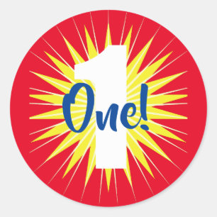 Pegatina Redonda Maravilloso y colorido tema del primer cumpleaños