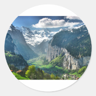 Pegatina Redonda Maravillosos Alpes Suiza