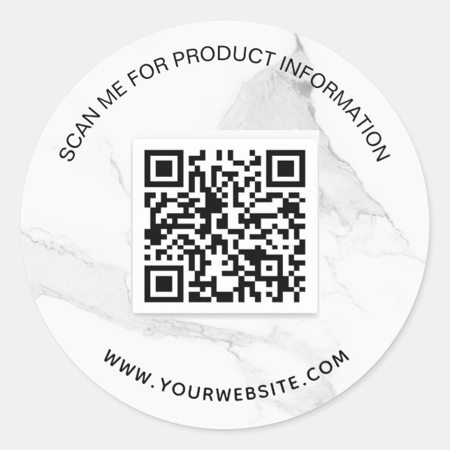 Pegatina Redonda Marble business qr code information (Anverso)