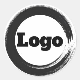 Pegatina Redonda Marca comercial simple Marketing White Black Logo