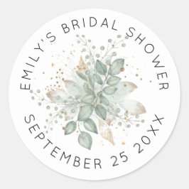 Pegatina Redonda Marca de agua Foliage Sage Brilla Ducha Nombre Fec