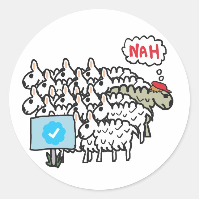 Pegatina Redonda Marca de comprobación antiazul (Anverso)