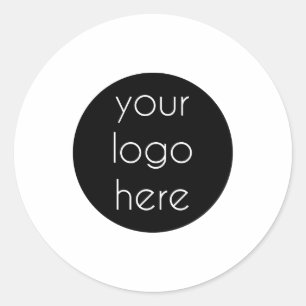 Pegatina Redonda Marca personalizada de logotipo para empresas blan