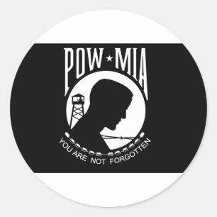 Pegatina Redonda Marca POW+MIA