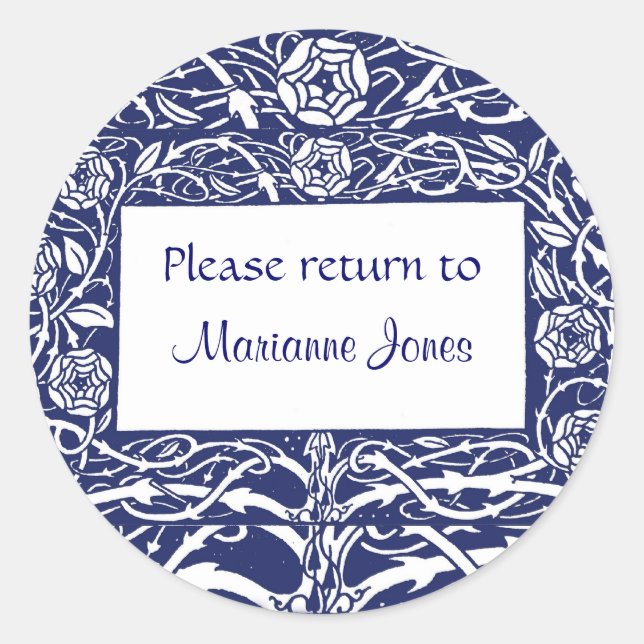 Pegatina Redonda Marcador elegante del borde de Beardsley (Anverso)