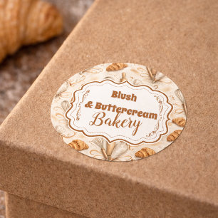 Pegatina Redonda Marcas de Panadería Elegante Pastel