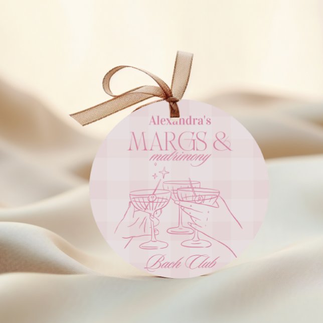 Pegatina Redonda Marcas Rosadas Y Bachelorette De Matrimonio (Subido por el creador)