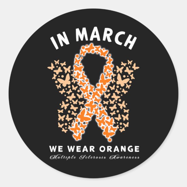 Pegatina Redonda March We Wee Naranja Ms Multiple Sclerosis Awarene (Anverso)