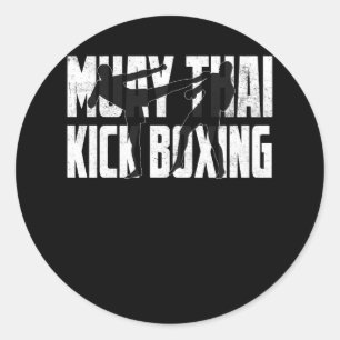 Pegatina Redonda Marcial de combates muay Thai Kickboxing