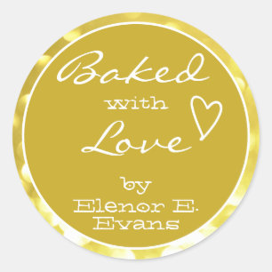 Pegatina Redonda Marco amarillo dorado de los Orbs dorados hecho co