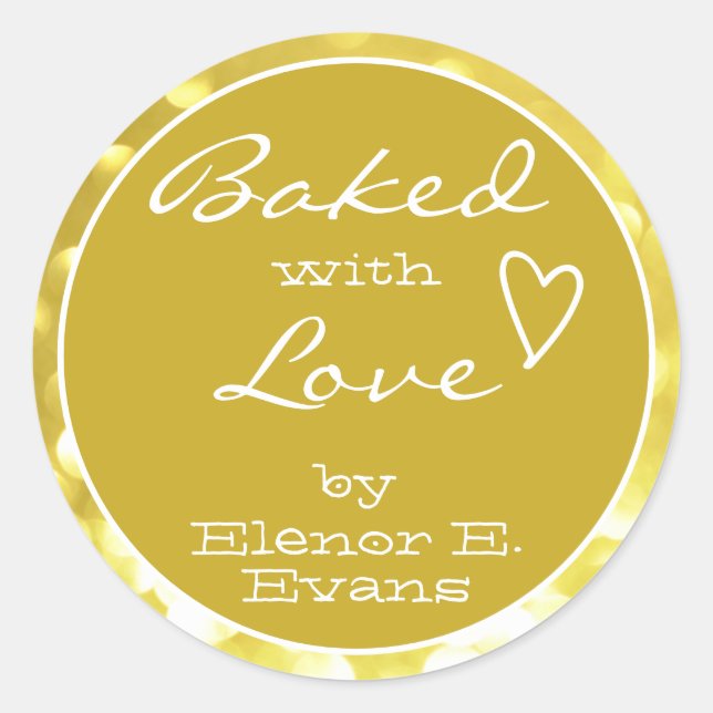 Pegatina Redonda Marco amarillo dorado de los Orbs dorados hecho co (Anverso)