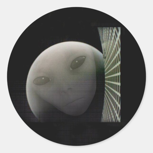 Pegatina Redonda MarCO CubeSat Alien Mars Adiós (Anverso)