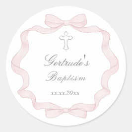 Pegatina Redonda Marco de arco rosa de bautizo