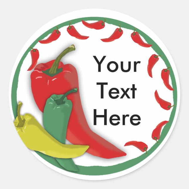 Pegatina Redonda Marco de círculo de grupo de pepino de chile (Anverso)
