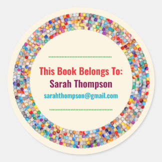 Pegatina Redonda Marco de Círculo de Mosaico de Vidrio Arcoíris