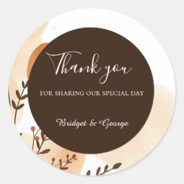 Pegatina Redonda Marco de color de agua elegante de color