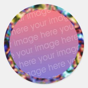 Pegatina Redonda marco de foto con textura fractal funky
